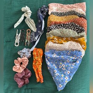 Hair Accessories Set, scrunchies, hair pins, headband and bandanas (19 total)